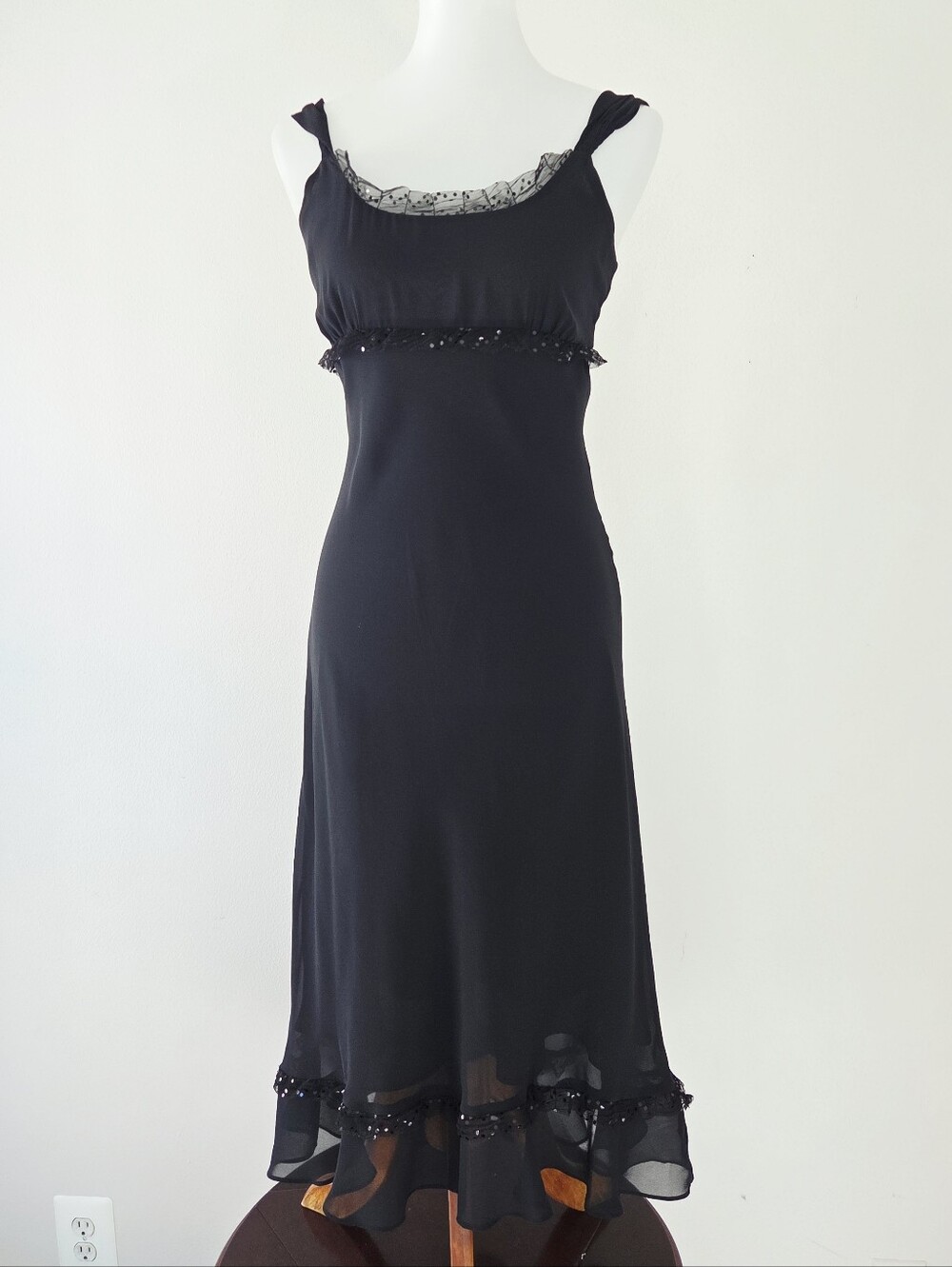 Vintage Y2K Slip Babydoll Empire Waist Dress Goth Whimsy 90s Size 6P Punk